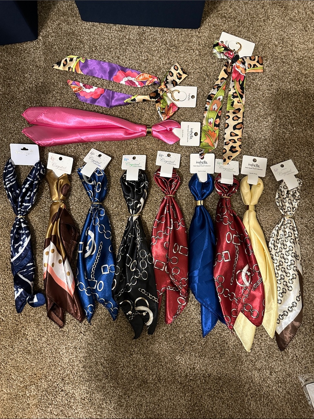 Set of 2 Bag Scarfs Various Prints